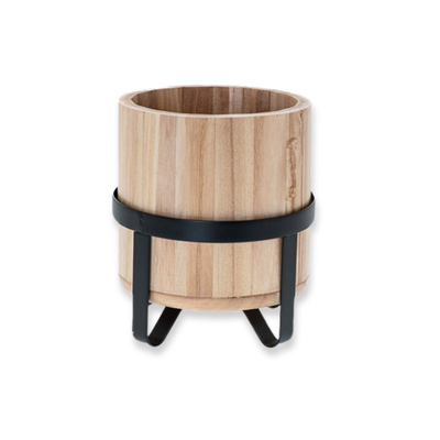 Ai deco wooden flower pot with metal base (available in 3 sizes), , medium