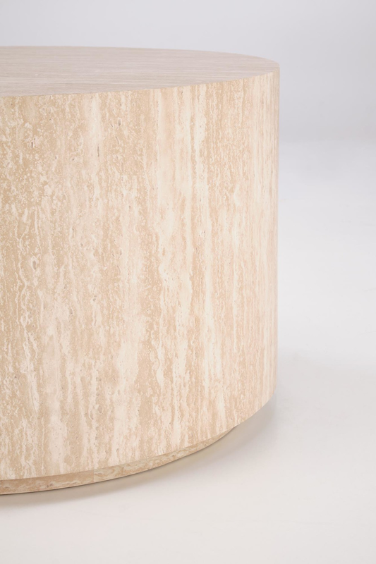 Travertino round coffee table-null