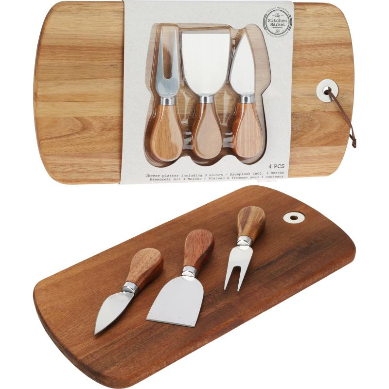 Product image: Cheese board with 3 cheese knives, , medium-null