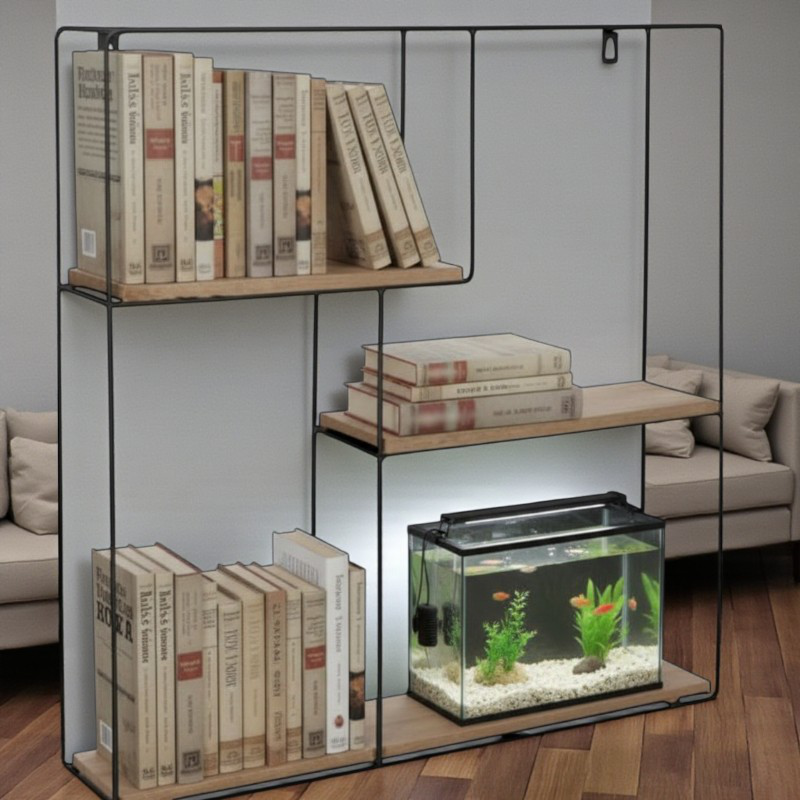 Atmosphera set wall metal shelf 48x9.3x48cm - black, , medium-null