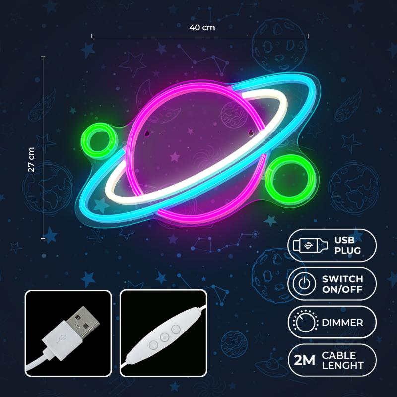 Product image: Φως plexi νεον led πλανητης, , medium-null