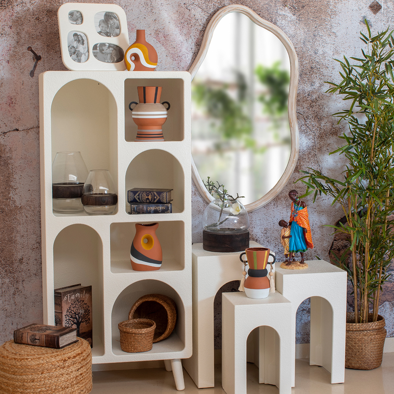 Wooden white mirror 58x95cm, , medium image number null