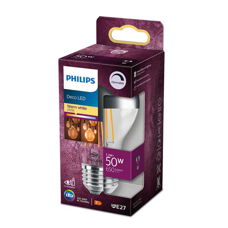 Philips led lamp dimmable classic 7.2 w-50 w e27, , medium image number null