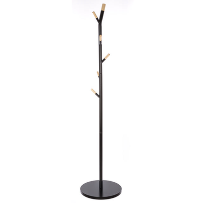 Five coat hanger metal 6 hooks black l40xh175.5cm, , medium