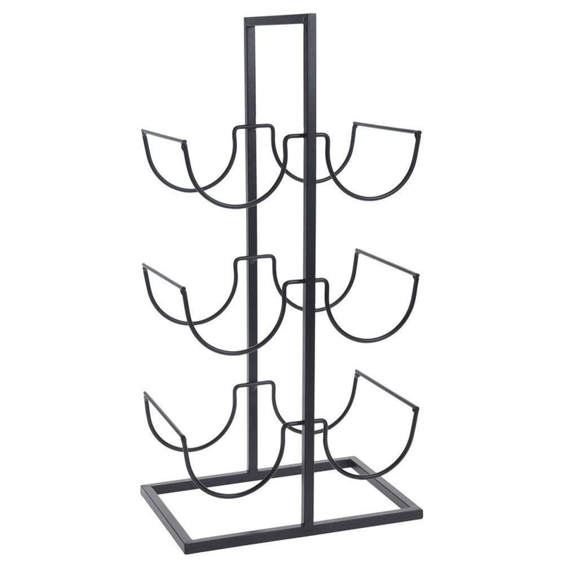 Product image: Μεταλλική βάση κρασιών 6 θέσεων 25x18x51cm μοντέρνος & σταθερός σχεδιασμός σε μαύρο ματ, , medium-null