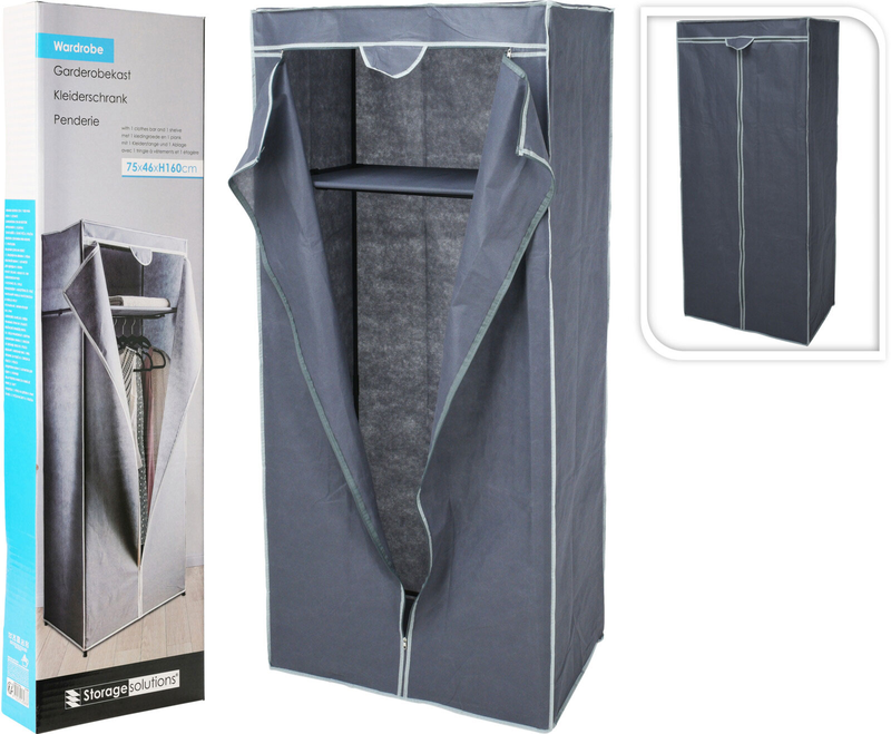 Wardrobe 75x46x160cm dark grey, , medium image number null
