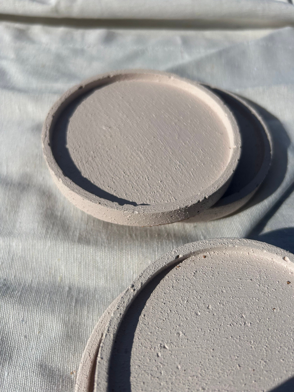 Stone-textured round coaster set (4), , medium-null