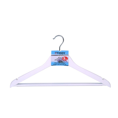 Wooden cloth hangers pvc 3 pieces - white, , medium