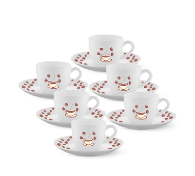 Larah set 6pcs 9cl cup & saucer cappuccino, , medium