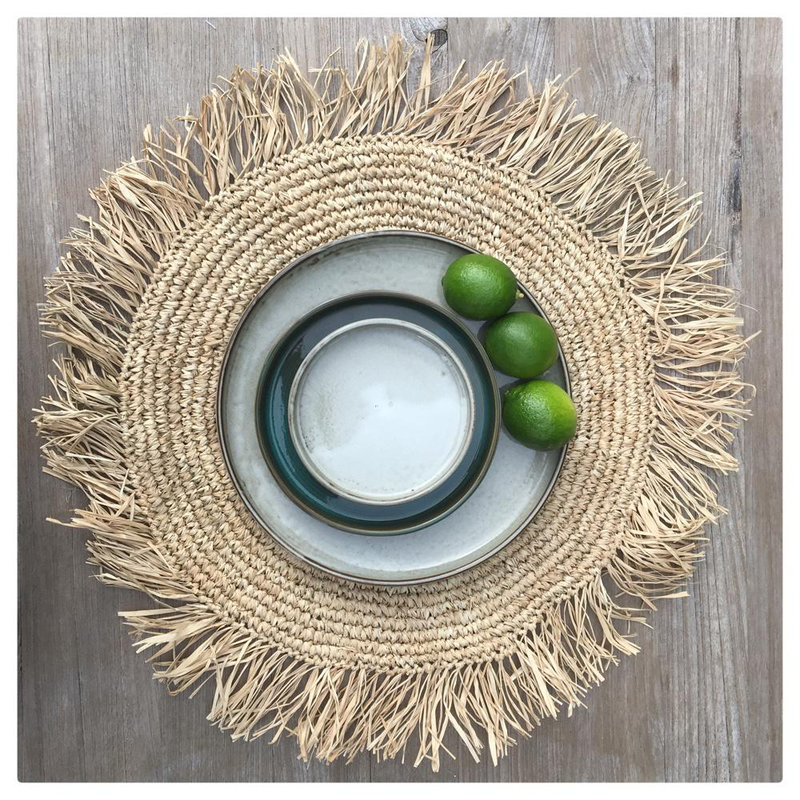 The fringe raffia placemat round - natural, , medium-null