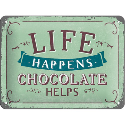 Nostalgic tin sign 15x20 word up life happens - chocolate helps, , medium
