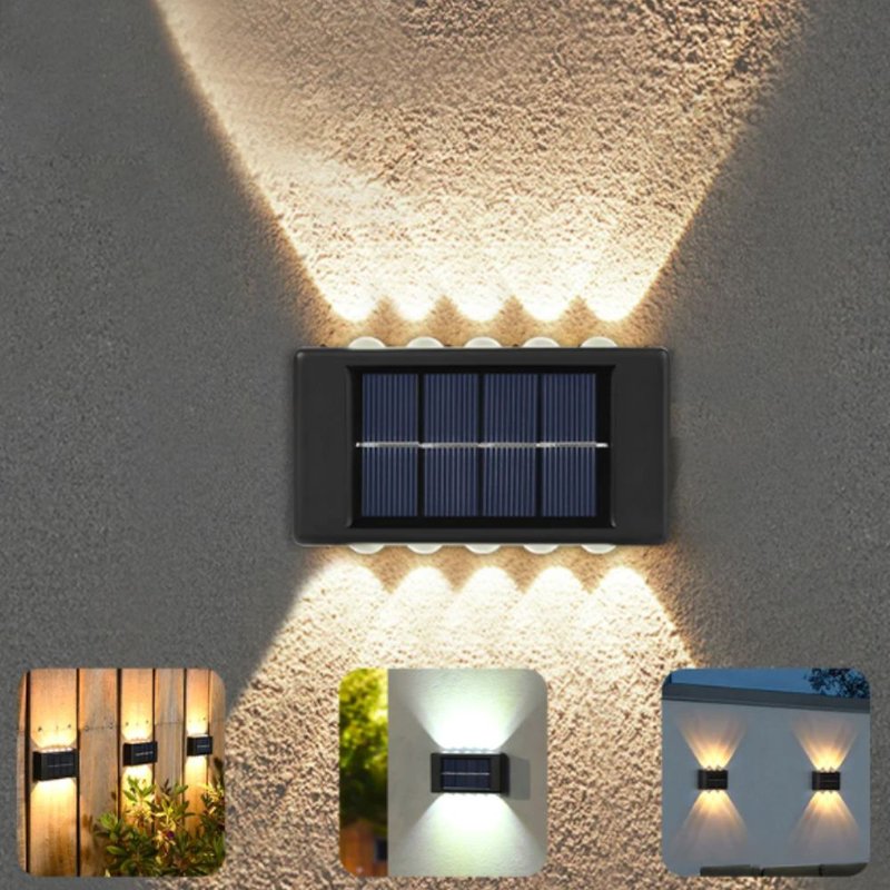 Product image: Ηλιακό φωτιστικό τοίχου με 10 led πάνω/κάτω θερμό άσπρο χρώμα, , medium-null