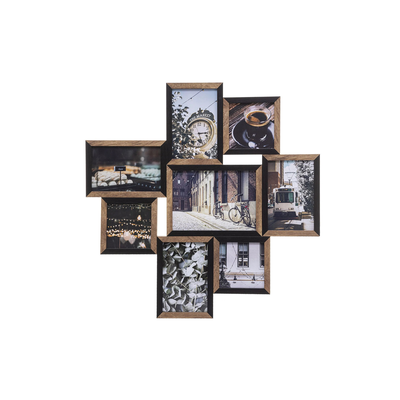 Multiphoto cabinet 8pcs natural/black mdf