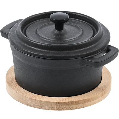 Estia serving pot cast iron 10cm wιτη βαμβοο base, , medium