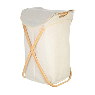Estia essentials bamboo laundry basket with polyester case - beige, , medium
