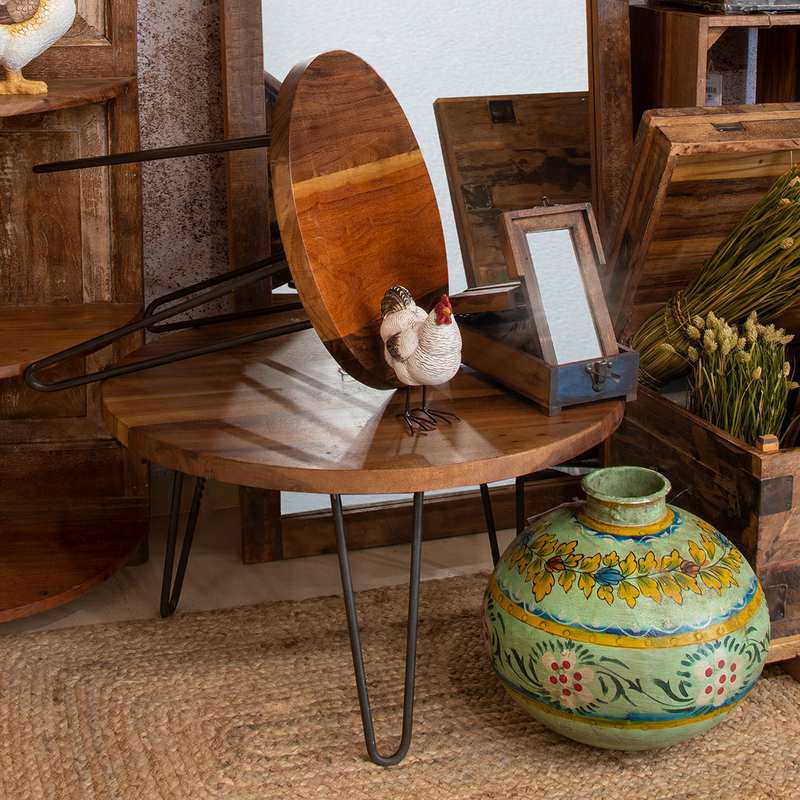 Solid acacia small wooden table, , medium-null