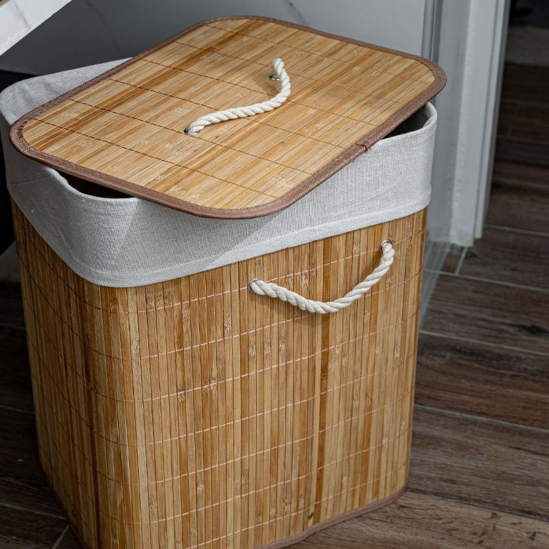 Estia essentials bamboo laundry basket rectangular - 60l, , medium-null