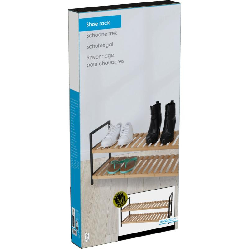 Storage solutions bamboo shoe rack 2 tiers, , medium-null