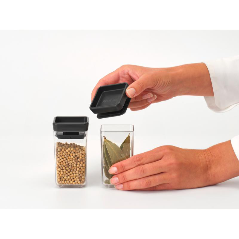 Brabantia tasty square canister 0.15l set of 2 - dark grey, , medium-null