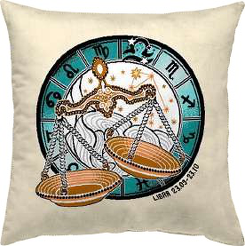 Decorative libra zodiac sign throw pillow-null