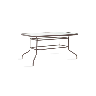 Valor table metal with glass surface 140x80x70cm brown, Brown, medium