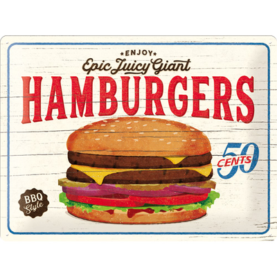 Nostalgic tin sign 30x40 usa hamburgers
