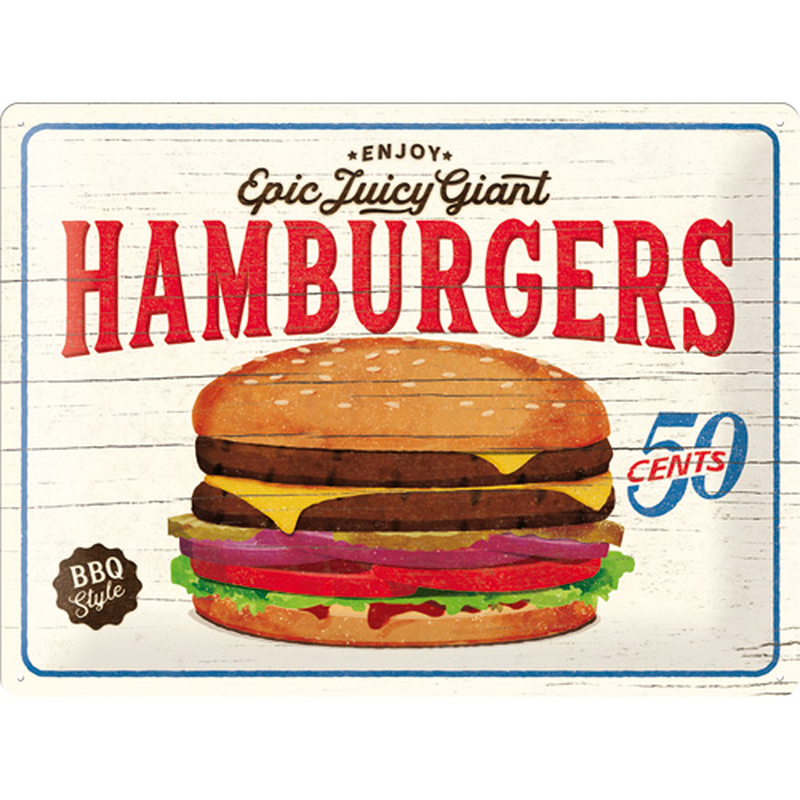 Nostalgic tin sign 30x40 usa hamburgers, , medium image number null