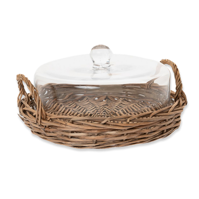 Glass lid with bamboo base 34x5.5x33.5cm, , medium