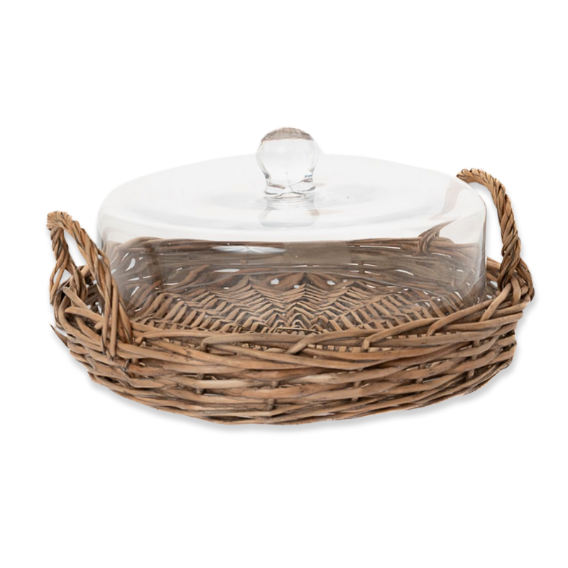 Glass lid with bamboo base 34x5.5x33.5cm, , medium-null