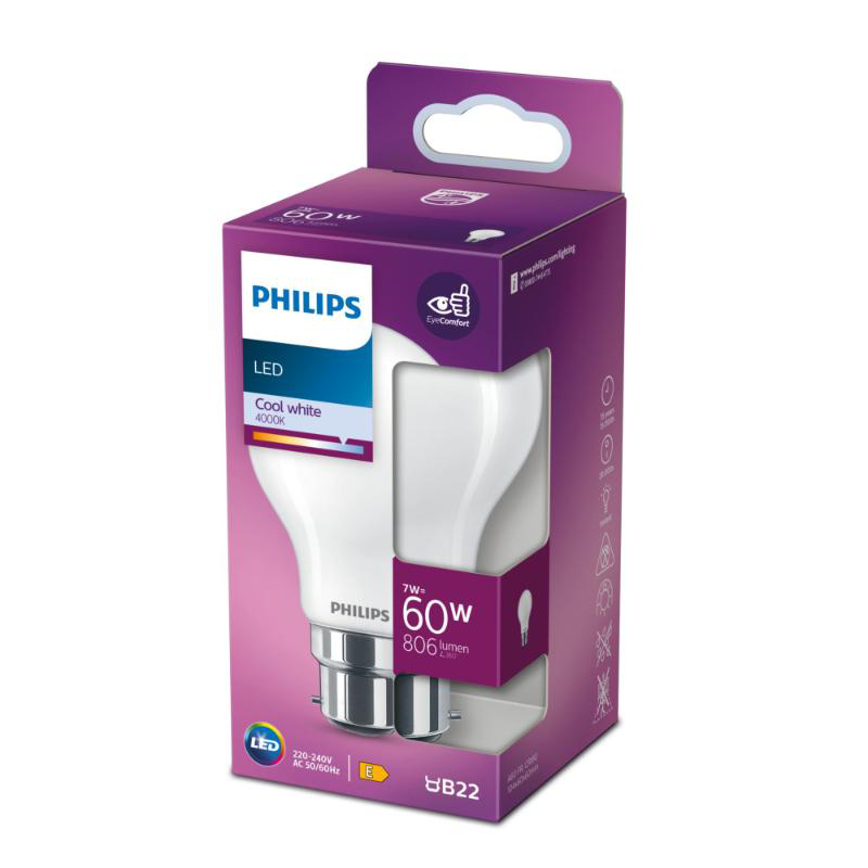Philips led classic 60w a60 b22, , medium-null