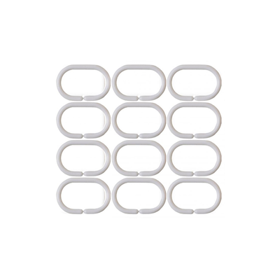 Bathroom curtain rings plastic 12 pcs white