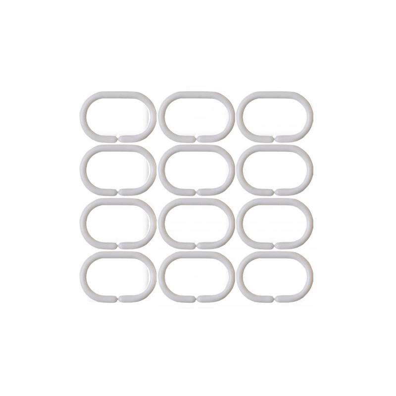 Bathroom curtain rings plastic 12 pcs white image number null