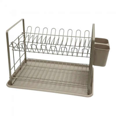 Ankor metal dish rack 48x32x29cm 2 layer taupe 851447, , medium