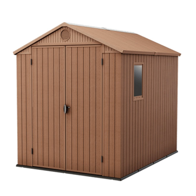 Keter darwin αποθήκη κήπου 6x8ft ρητίνη και μέταλλο σε χρώμα καφέ ξύλο, Brown, medium