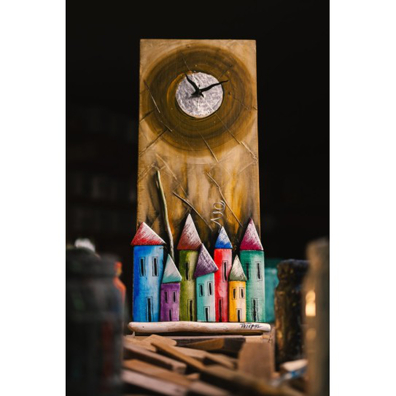 Product image: Ξύλινο Χρωματιστό Ρολόι Ochre, , medium-null