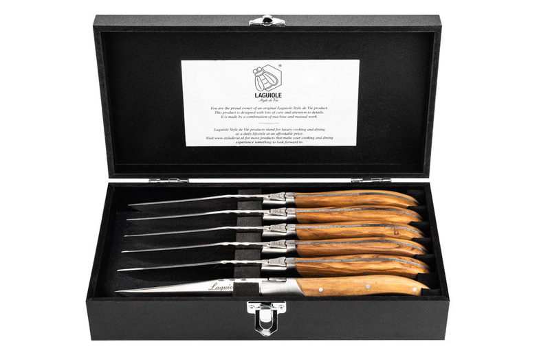 Product image: Laguiole luxury line set of 6 steak knives olive wood, , medium-null