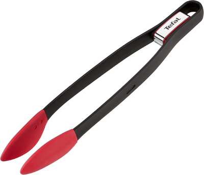 Tefal ingenio food tongs, black and red, 1 piece, steel and silicone k2060714, , medium