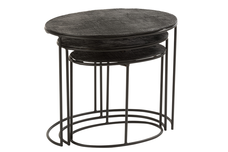 Sidetable jute 3 set aluminium black, , medium-null