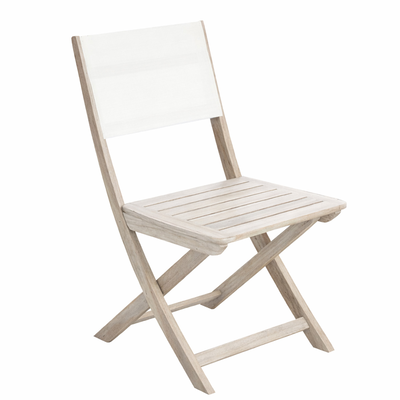 Wooden chair folding with white clothes back acacia, , medium