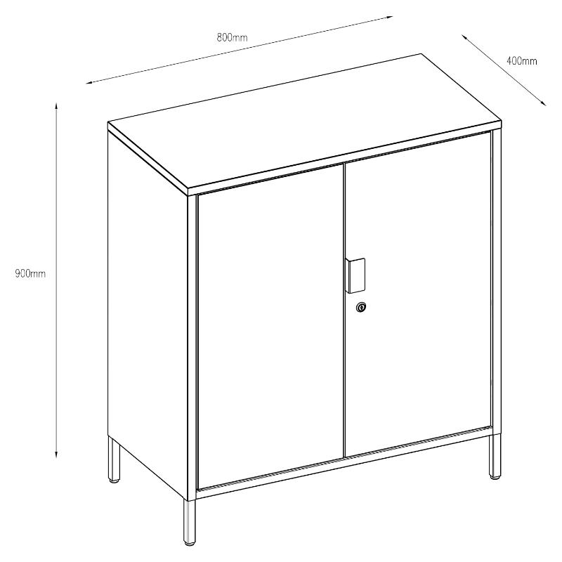 Goodhome metal low cabinet 80x40x90cm - black, , medium-null