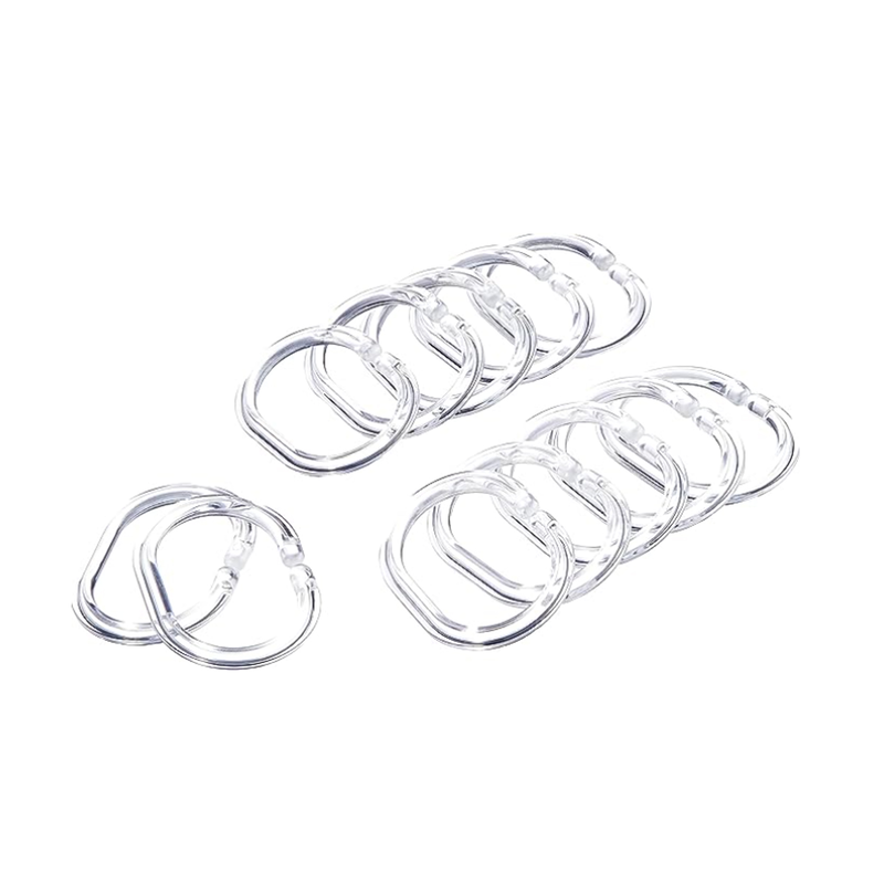 Bathroom curtain rings plastic 12 pcs white image number null