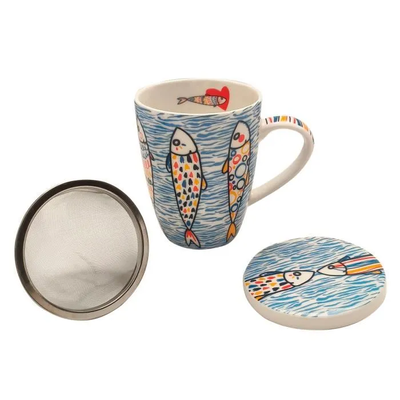 Porcelain mugs with owl design