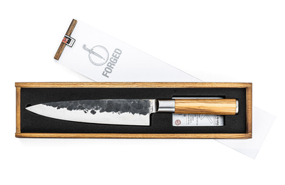 Forged olive wood chef's knife 440c japanese steel 20.5cm, , medium