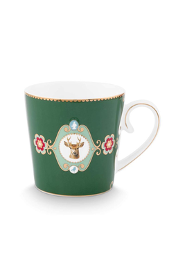 A pip mug love birds medallion deer dark green, , medium