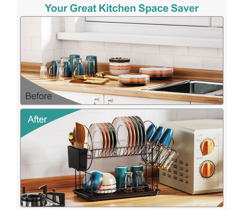 Ankor dishrack 2 tier 50x24cm black-null