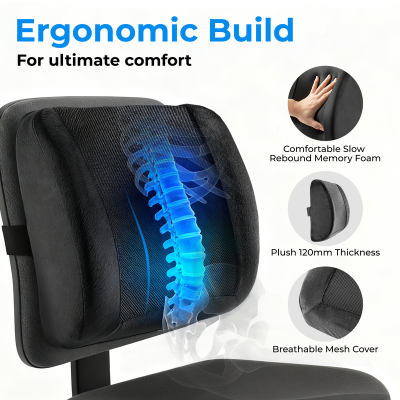 Lumivida ergonomic lumbar support cushion with memory foam & mesh cover rlc01-1, , medium-null