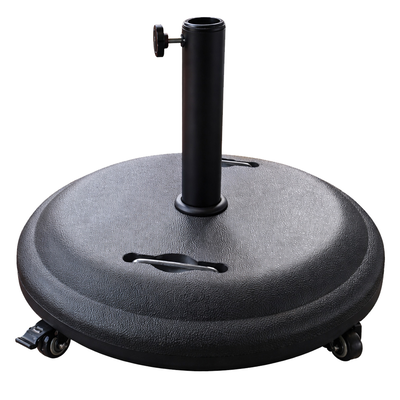 L.h garden round umbrella base with wheels cement black 51cm 25kg, , medium