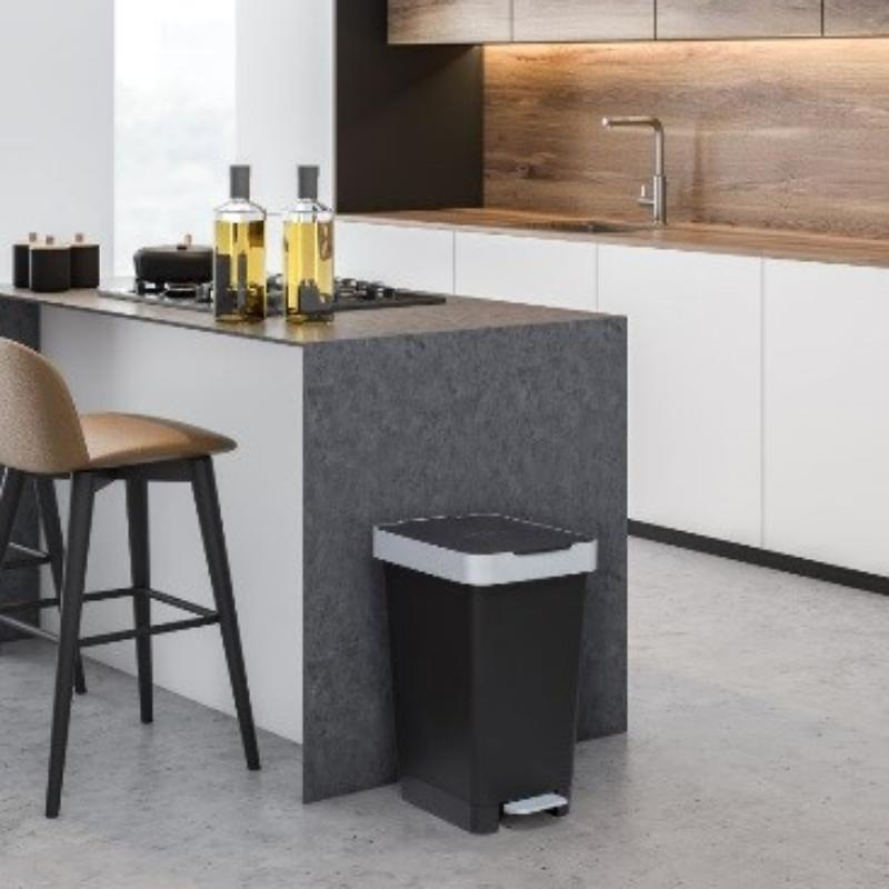 Tatay smart pedal bin 25l - black/silver, , medium-null