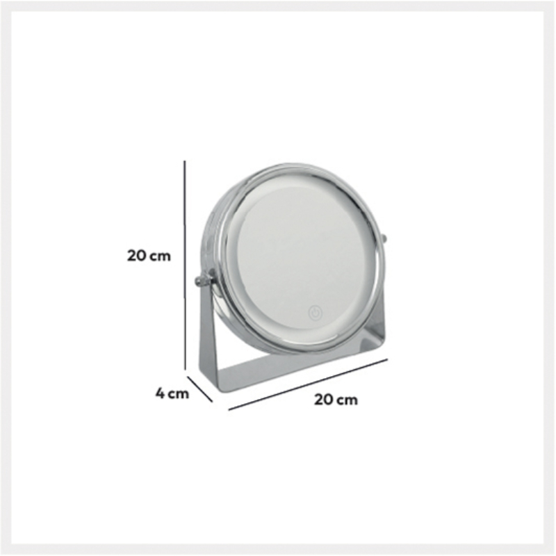 5five led tabletop mirror 22x5x22cm - silver, , medium-null