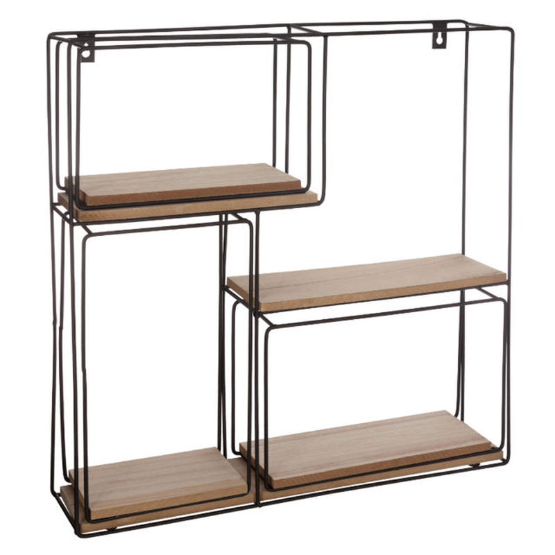 Atmosphera set wall metal shelf 48x9.3x48cm - black, , medium-null